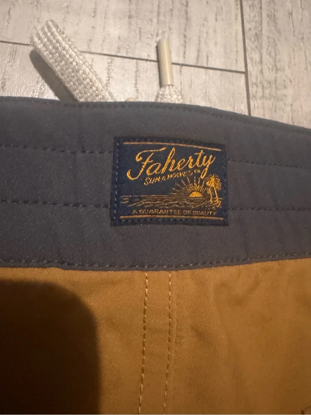 Men's Swim Trunks in Mustard with Contrast Waistband